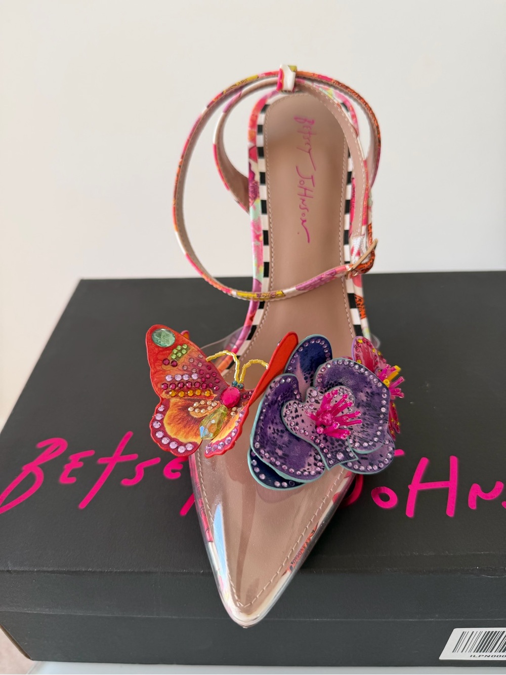 Betsey Johnson colorful Floral Appliqué pointed toe block Heels - Picture 8 of 14